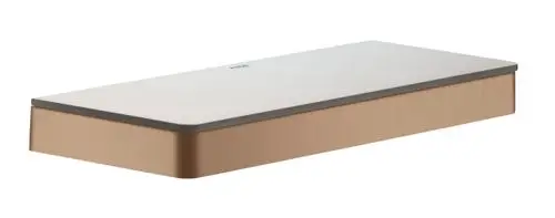 Ablage in brushed red gold mit flacher, glatter Oberfläche. Einfaches Design, ideal für die Nutzung in modernen Badezimmern. Produziert von AXOR.